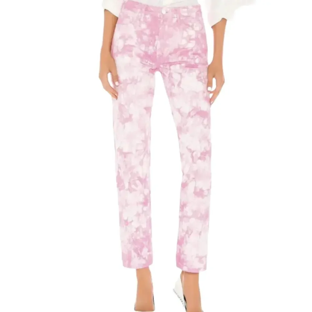 GRLFRND The Helena tie dye straight leg high waist crop jeans Juicy Fruit 25 NEW - Picture 10 of 10